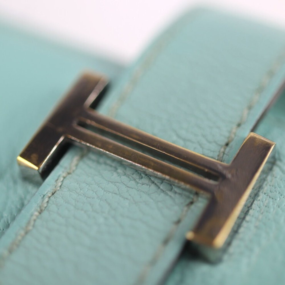 HERMES Classic Long Wallet Chevre Mint Green Bifold A Engraved - Picture 7 of 9